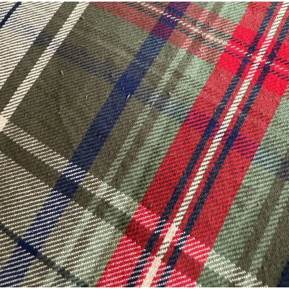Vintage Liz Claiborne Plaid Wrap Skirt Green Red Fringe Academia Size 4 Holiday
